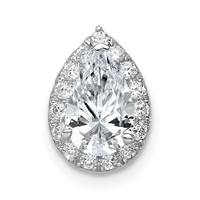 14K White Gold 2.38 Carat Lab Grown Diamond VS SI+ G+ Pear Complete Halo Chain Slide Pendant view 3