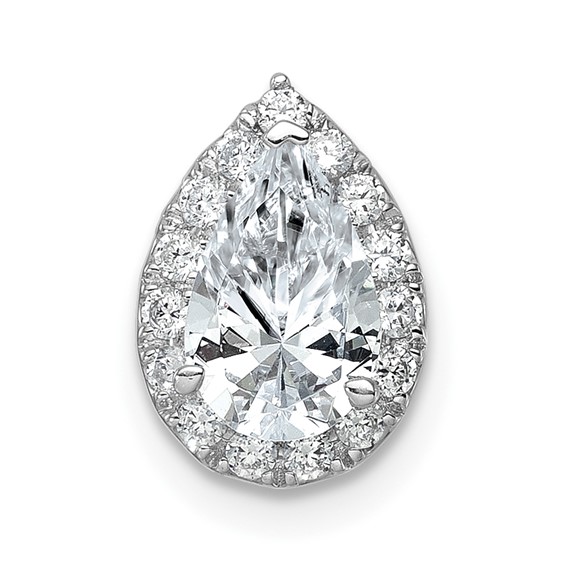 Gold Lab Grown Diamond Pear Halo Setting Chain Slide