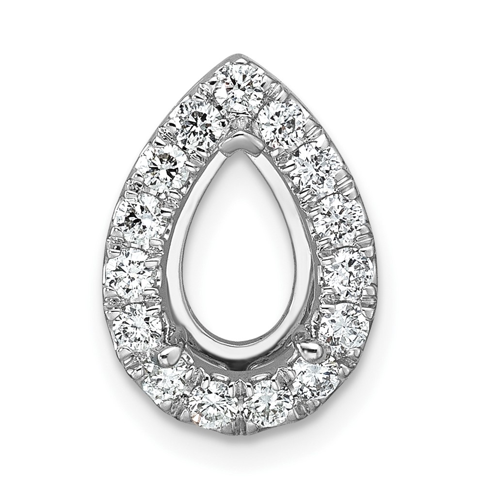 14K White Gold 2.38 Carat Lab Grown Diamond VS SI+ G+ Pear Complete Halo Chain Slide Pendant