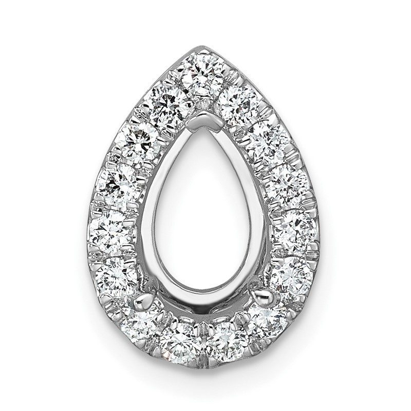 14k White Gold 2 3/8 carat Lab Grown Diamond VS/SI+ G+ Pear Complete Halo Chain Slide Pendant