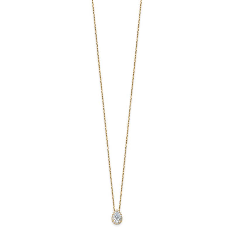 14k 2 3/8 carat Certified Lab Grown Diamond VS/SI+ G+ Complete 18 inch Pear Halo Pendant Necklace