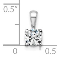 14K White Gold 0.50 Carat Lab Grown Diamond VS+ F+ Round Complete Four Prong Pendant view 4