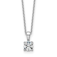 14K White Gold 0.50 Carat Lab Grown Diamond VS+ F+ Round Complete Four Prong Pendant Necklace, 18" view 1