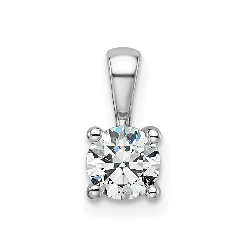 14K White Gold 0.50 Carat Lab Grown Diamond VS+ F+ Round Complete Four Prong Pendant