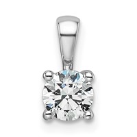 14K White Gold 0.50 Carat Lab Grown Diamond VS+ F+ Round Complete Four Prong Pendant view 1