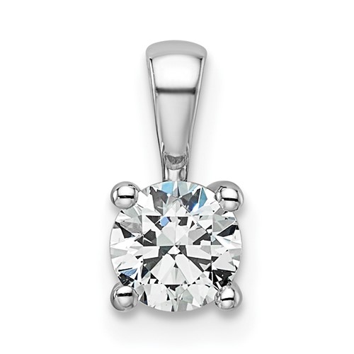 14K White Gold 0.50 Carat Certified Lab Grown Diamond VS SI+ G+ Round Complete Four Prong Pendant