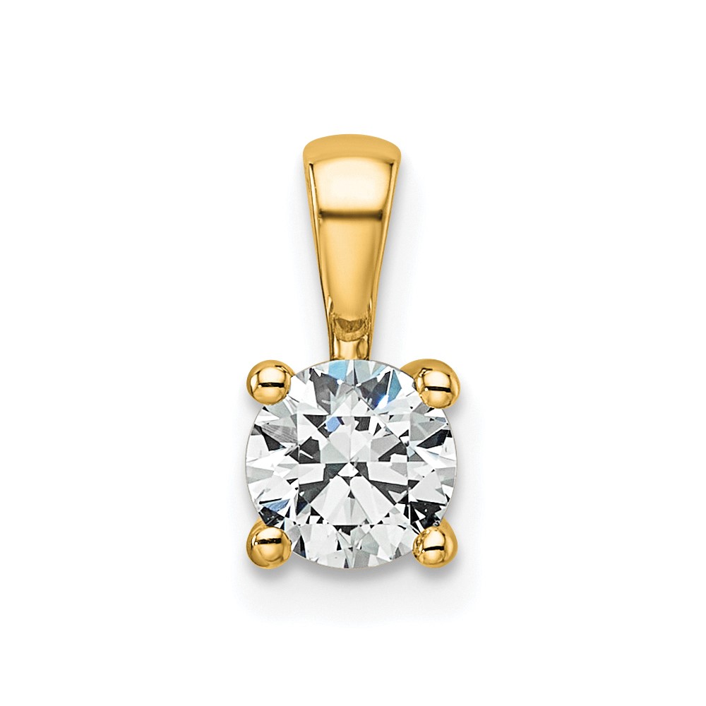 14K Yellow Gold 0.50 Carat Certified Lab Grown Diamond VS+ F+ Round Complete Four Prong Pendant