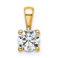 14K Yellow Gold 0.50 Carat Certified Lab Grown Diamond VS+ F+ Round Complete Four Prong Pendant view 1