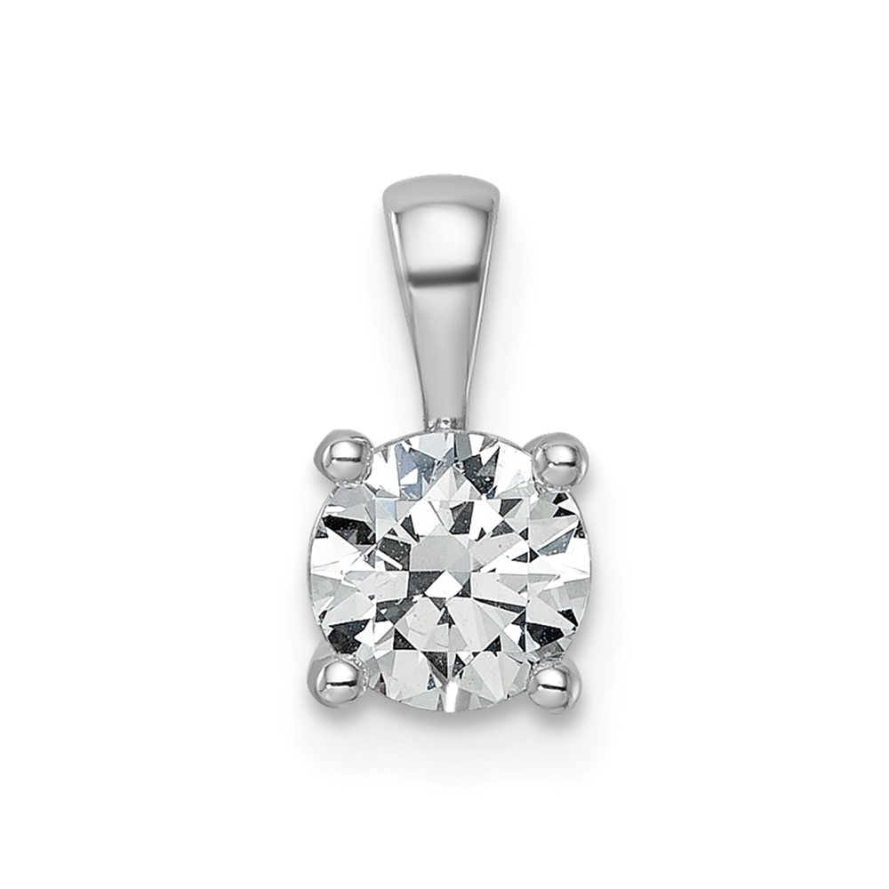 14K White Gold 0.75 Carat Lab Grown Diamond VS SI+ G+ Round Complete Four Prong Pendant