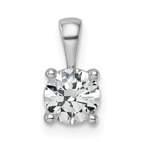 14K White Gold 0.75 Carat Lab Grown Diamond VS SI+ G+ Round Complete Four Prong Pendant view 1