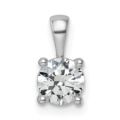 14K White Gold 0.75 Carat Lab Grown Diamond VS SI+ G+ Round Complete Four Prong Pendant