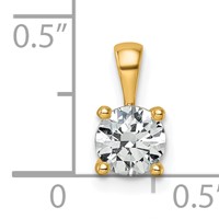 14K Yellow Gold 0.75 Carat Lab Grown Diamond VS+ F+ Round Complete Four Prong Pendant view 4