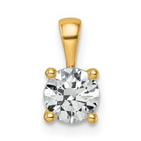 14K Yellow Gold 0.75 Carat Lab Grown Diamond VS+ F+ Round Complete Four Prong Pendant view 1