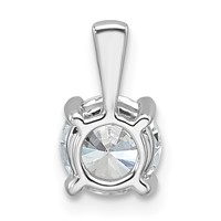 14K White Gold 1 Carat Lab Grown Diamond VS+ F+ Round Complete Four Prong Pendant view 3