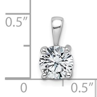 14K White Gold 1 Carat Lab Grown Diamond VS+ F+ Round Complete Four Prong Pendant view 4