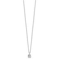 14K White Gold 1 Carat Lab Grown Diamond VS+ F+ Round Complete Four Prong Pendant Necklace, 18" view 2