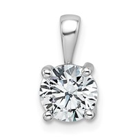 14K White Gold 1 Carat Lab Grown Diamond VS+ F+ Round Complete Four Prong Pendant view 1