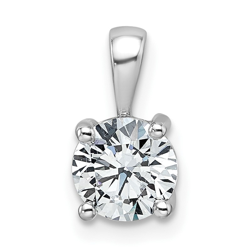 14k White Gold 1 carat Certified Lab Grown Diamond VS/SI+ G+ Round Complete Four Prong Pendant