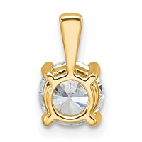 14K Yellow Gold 1 Carat Certified Lab Grown Diamond VS SI+ G+ Round Complete Four Prong Pendant view 3