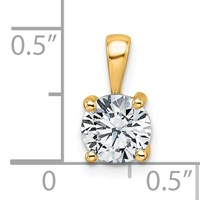 14K Yellow Gold 1 Carat Certified Lab Grown Diamond VS SI+ G+ Round Complete Four Prong Pendant view 4