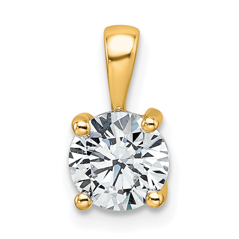 14k 1 carat Lab Grown Diamond VS+ F+ Round Complete Four Prong Pendant