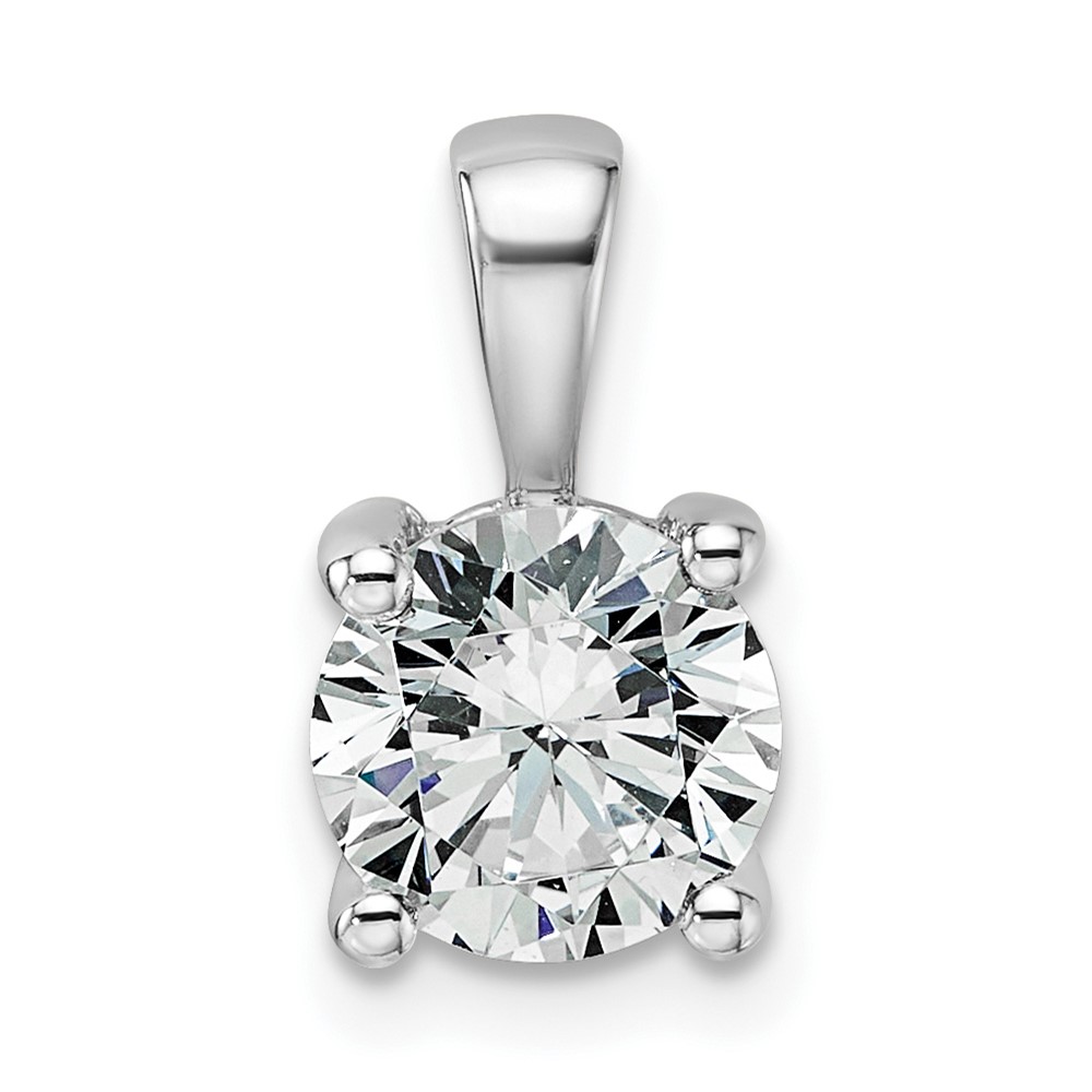14K White Gold 1.50 Carat Lab Grown Diamond VS SI+ G+ Round Complete Four Prong Pendant