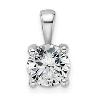14K White Gold 1.50 Carat Lab Grown Diamond VS SI+ G+ Round Complete Four Prong Pendant view 1