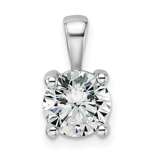 14K White Gold 1.50 Carat Certified Lab Grown Diamond VS+ F+ Round Complete Four Prong Pendant