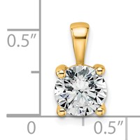 14K Yellow Gold 1.50 Carat Lab Grown Diamond VS+ F+ Round Complete Four Prong Pendant view 4