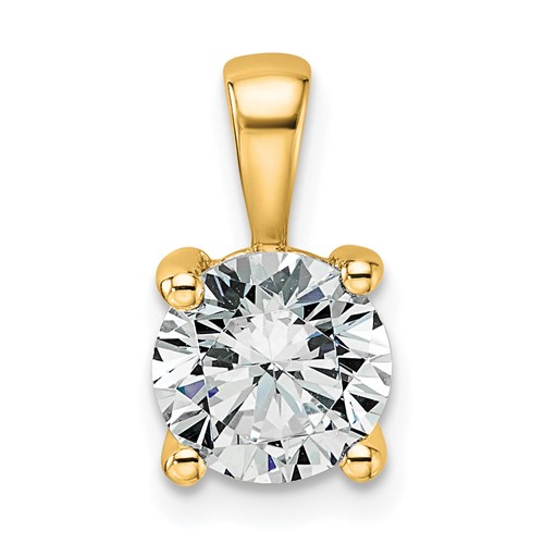 14K Yellow Gold 1.50 Carat Certified Lab Grown Diamond VS+ F+ Round Complete Four Prong Pendant