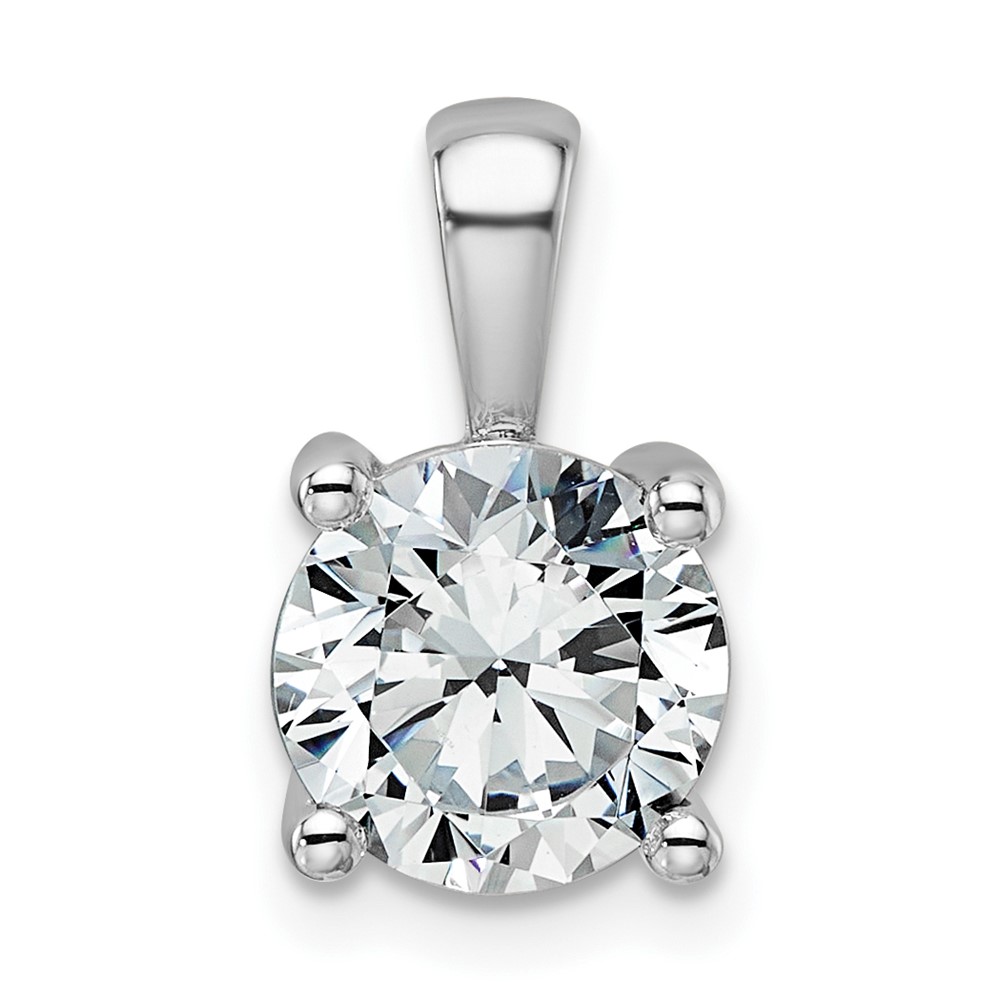 14K White Gold 2 Carat Certified Lab Grown Diamond VS SI+ G+ Round Complete Four Prong Pendant
