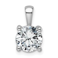 14K White Gold 2 Carat Certified Lab Grown Diamond VS SI+ G+ Round Complete Four Prong Pendant view 1