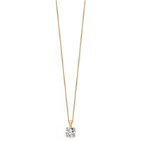 14K Yellow Gold 2 Carat Certified Lab Grown Diamond VS+ F+ Round Complete Four Prong Pendant Necklace, 18" view 2