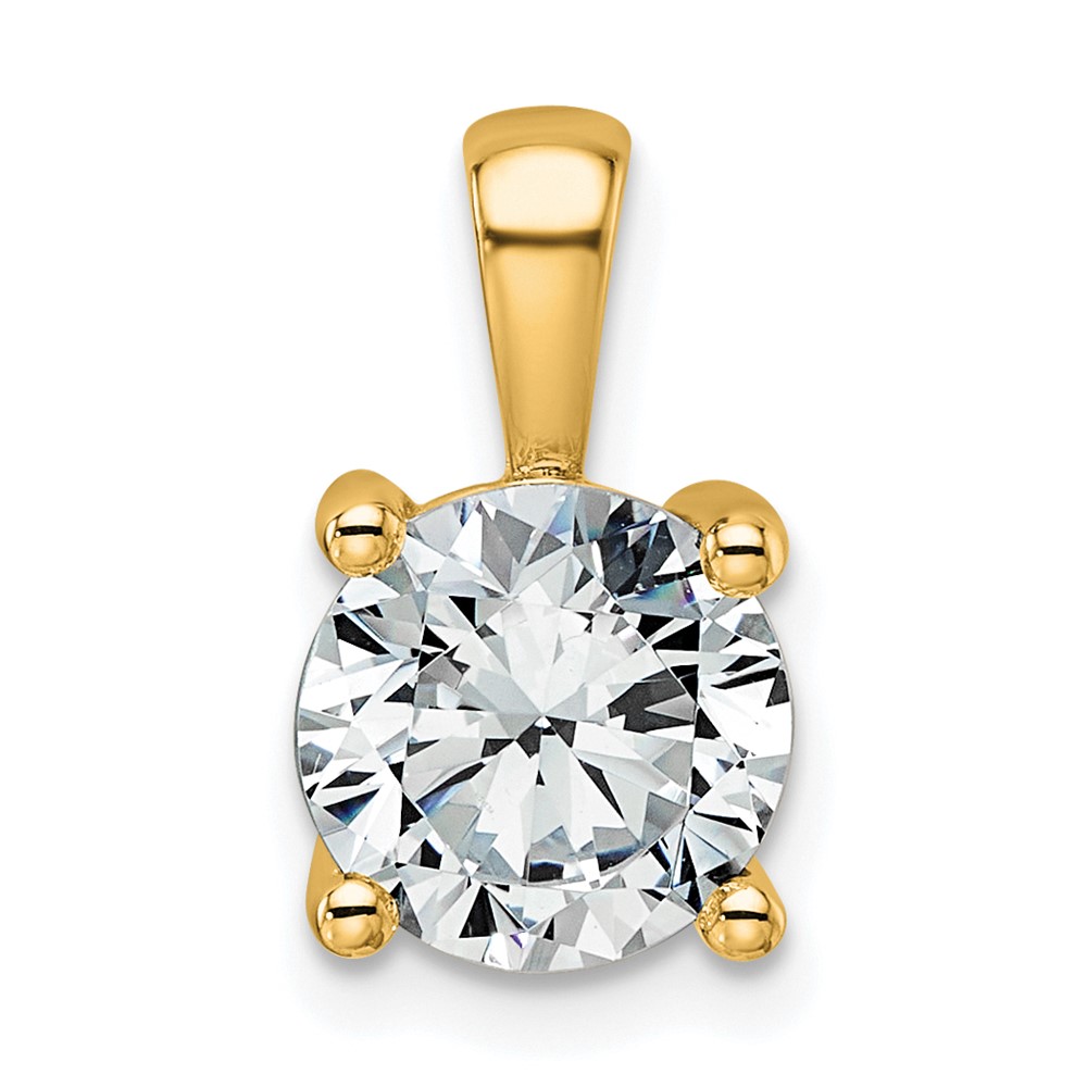 14K Yellow Gold 2 Carat Lab Grown Diamond VS SI+ G+ Round Complete Four Prong Pendant