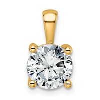 14K Yellow Gold 2 Carat Lab Grown Diamond VS SI+ G+ Round Complete Four Prong Pendant view 1