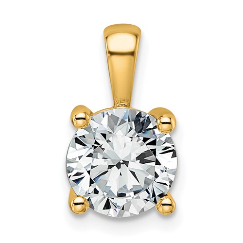 14K Yellow Gold 2 Carat Lab Grown Diamond VS SI+ G+ Round Complete Four Prong Pendant