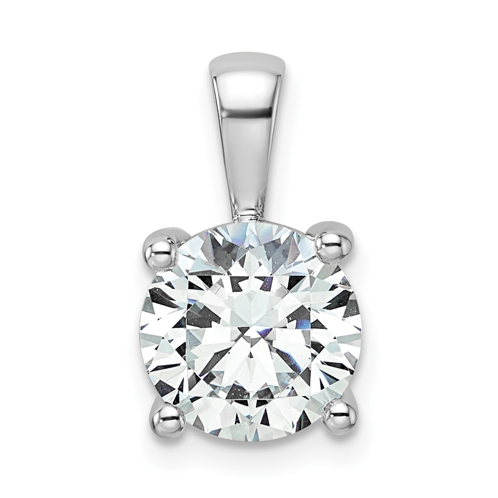 14K White Gold 2.50 Carat Certified Lab Grown Diamond VS SI+ G+ Round Complete Four Prong Pendant