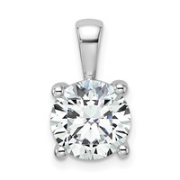 14K White Gold 2.50 Carat Certified Lab Grown Diamond VS SI+ G+ Round Complete Four Prong Pendant view 1