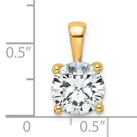 14K Yellow Gold 2.50 Carat Certified Lab Grown Diamond VS+ F+ Round Complete Four Prong Pendant view 4