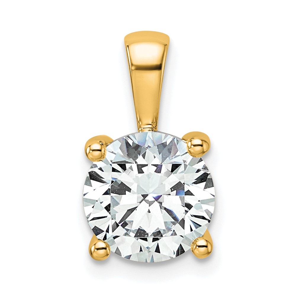 14K Yellow Gold 2.50 Carat Certified Lab Grown Diamond VS+ F+ Round Complete Four Prong Pendant