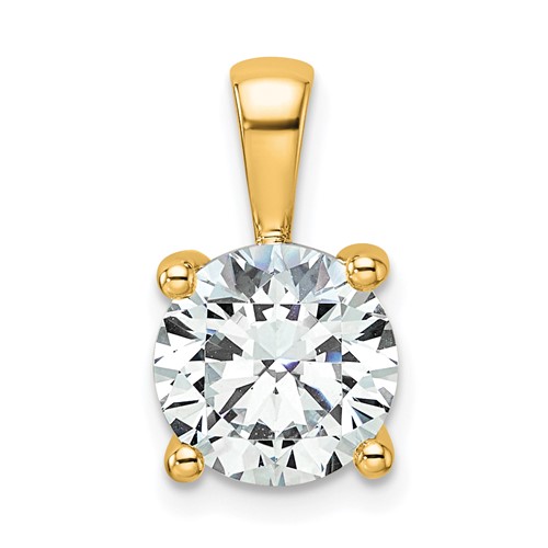 14K Yellow Gold 2.50 Carat Certified Lab Grown Diamond VS SI+ G+ Round Complete Four Prong Pendant