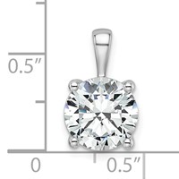 14K White Gold 3 Carat Certified Lab Grown Diamond VS+ F+ Round Complete Four Prong Pendant view 4