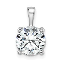 14K White Gold 3 Carat Certified Lab Grown Diamond VS+ F+ Round Complete Four Prong Pendant view 1