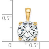 14K Yellow Gold 3 Carat Certified Lab Grown Diamond VS+ F+ Round Complete Four Prong Pendant view 4