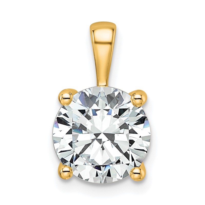 14k 3 carat Certified Lab Grown Diamond VS+ F+ Round Complete Four Prong Pendant
