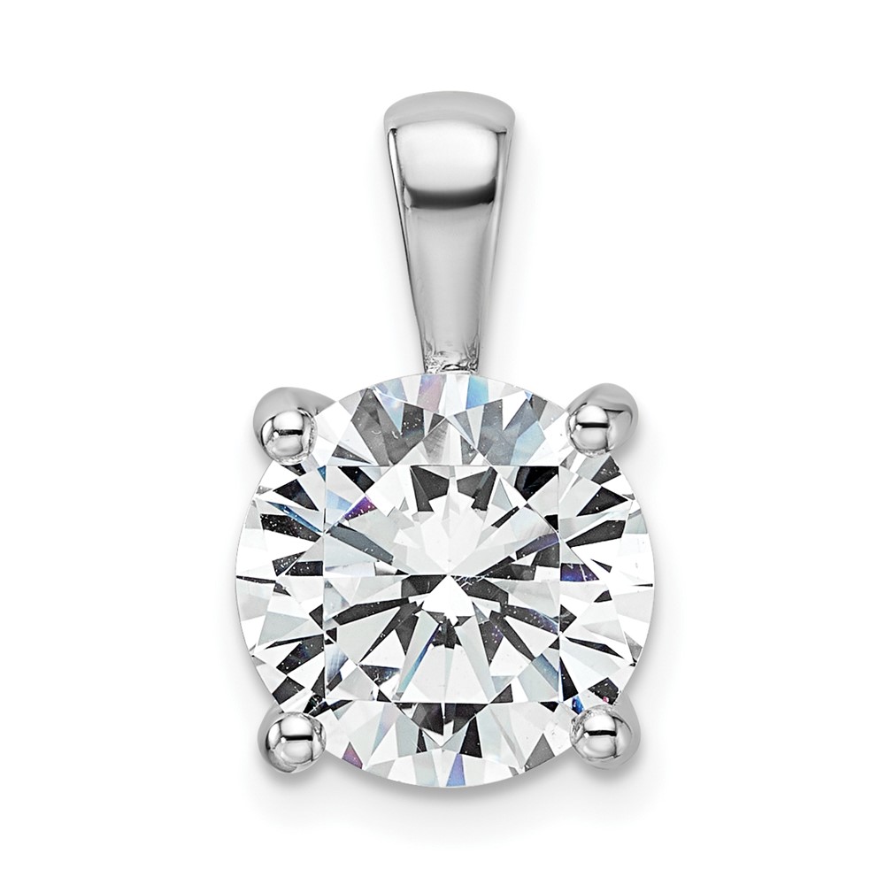 14K White Gold 4 Carat Certified Lab Grown Diamond VS SI+ G+ Round Complete Four Prong Pendant