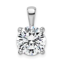 14K White Gold 4 Carat Certified Lab Grown Diamond VS SI+ G+ Round Complete Four Prong Pendant view 1