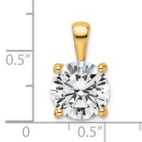 14K Yellow Gold 4 Carat Lab Grown Diamond VS SI+ G+ Round Complete Four Prong Pendant view 4