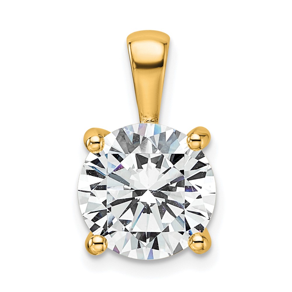14K Yellow Gold 4 Carat Lab Grown Diamond VS SI+ G+ Round Complete Four Prong Pendant