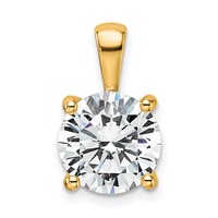 14K Yellow Gold 4 Carat Lab Grown Diamond VS SI+ G+ Round Complete Four Prong Pendant view 1